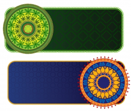 Colorful Henna Mandala Border Designのイラスト素材