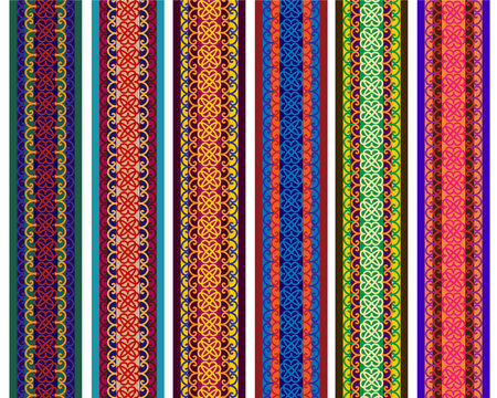 Detailed Henna Banner  Border, Henna inspired Colorful Border  Ethnic vector design from India  Can be used in textiles, book design, website background のイラスト素材