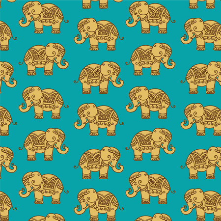 Decorative Indian Elephant patternのイラスト素材