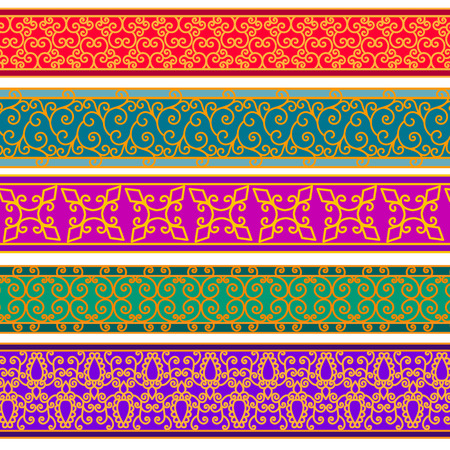 Henna Banner Border, Henna inspired Colourful Border - very elaborate and easily editableのイラスト素材