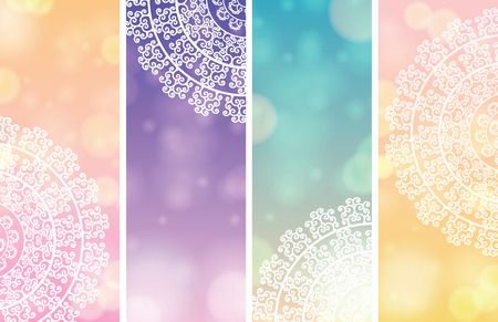 Vector - Ethnic & Colorful Henna Mandala design, on festive and glitter bokeh backgroundのイラスト素材