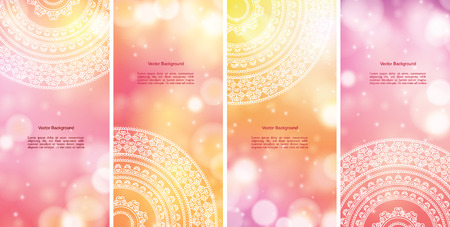 Vector - Ethnic & Colorful Henna Mandala design, on festive and glitter bokeh backgroundのイラスト素材