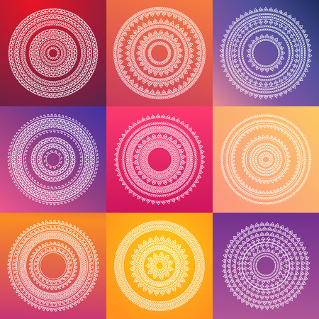 Mandala vector illustration set. Islam, Arabic, Asian, oriental, Indian, Turkish, Pakistan, Chinese, Moroccan, Ottoman motifs.のイラスト素材