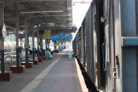 Passenger train at Bangkok station.