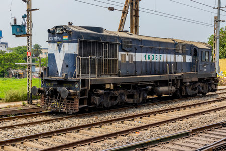 Train on the railway tracks.
