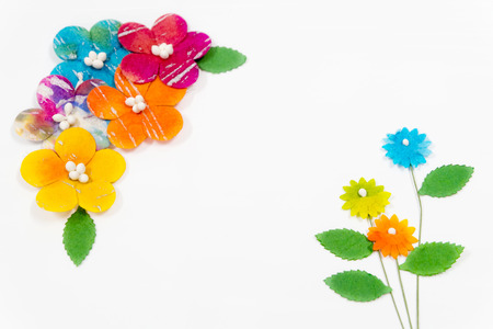 Paper work flowers on whiteの写真素材