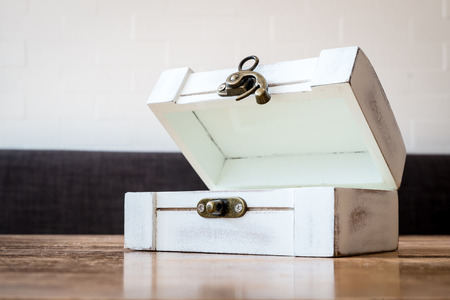 Vintage white wooden boxの写真素材