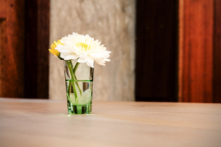 Vase with white chrysanthemumの写真素材