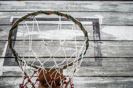Wooden street basketball hoopの写真素材