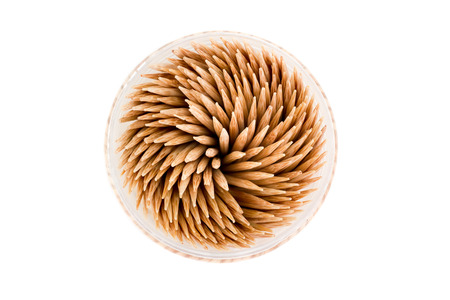 Abstract wooden toothpicks on white backgroundの写真素材