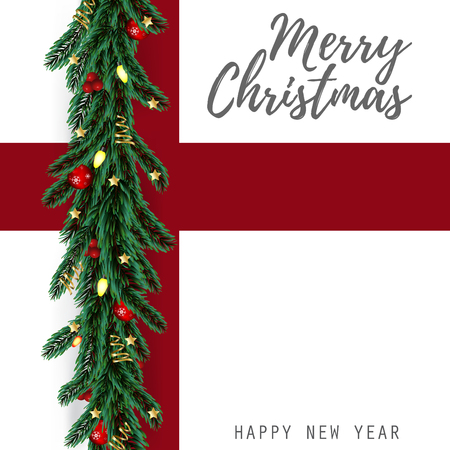 Merry Christmas and Happy New Year Greeting Card Background.のイラスト素材