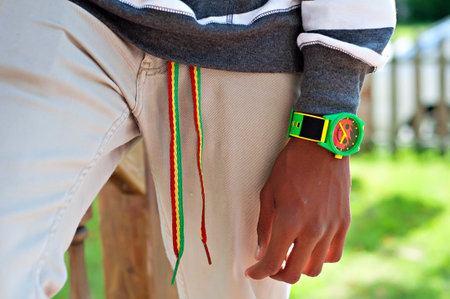 Close up of male acessories with bright colors