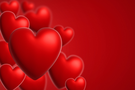3d rendering red  hearts valentines backgroundの写真素材