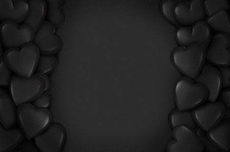 3d rendering black heart valentines background.の写真素材
