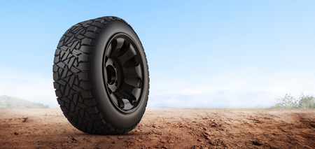 3d rendering Car tires on background.の写真素材