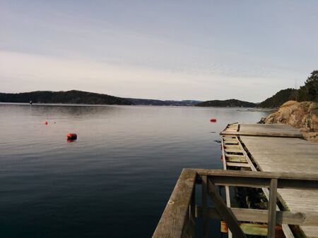 View of the sea from the docksの写真素材