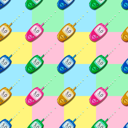 Seamless pattern of multicolored glucose meters with a good glucose indicatorの写真素材