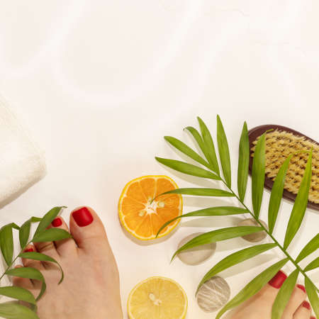 Tropical spa relax wellness composition of foot careの写真素材