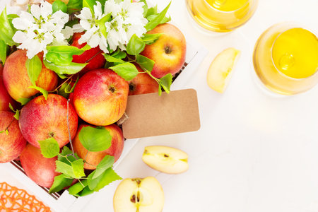Farm apples and glasses with natural apple juice