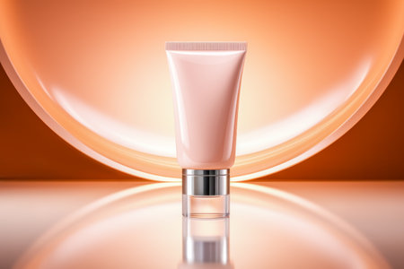 Spa relax composition of mockup of cosmetic tube against abstract peach fuzz color backgroundの素材