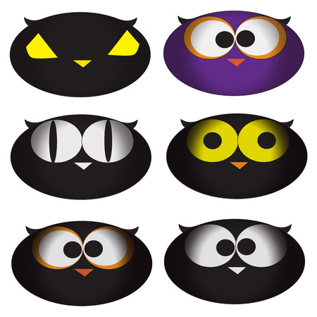Set of funny Halloween cartoons, cute owl ,vector Illustrationのイラスト素材