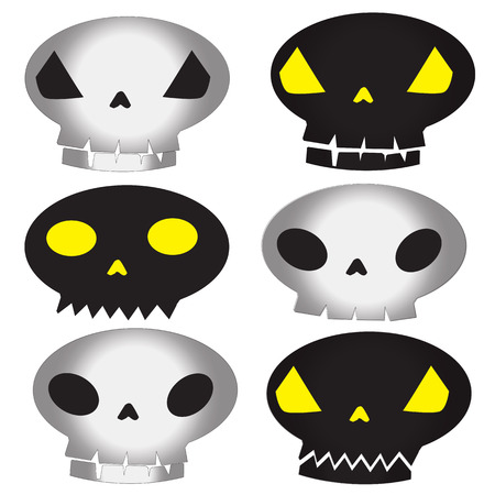 Set of funny Halloween cartoons, cute skull ,vectorIllustrationのイラスト素材