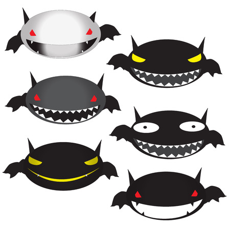 Set of funny Halloween cartoons, cute bat vector Illustrationのイラスト素材