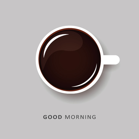 good morning black coffee in a white cup vector illustration EPS10のイラスト素材