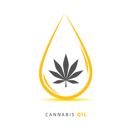 medicine cannabis oil drop and leaf vector illustration EPS10のイラスト素材
