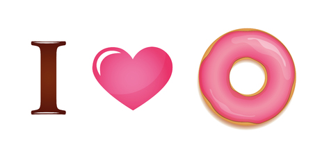 I love pink donut vector illustration EPS10のイラスト素材