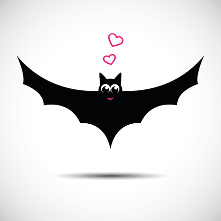 cute flying bat with big eyes on white background Silhouette vector illustration EPS10のイラスト素材