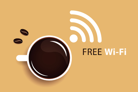 free Wi-Fi symbol black coffee vector illustration EPS10のイラスト素材