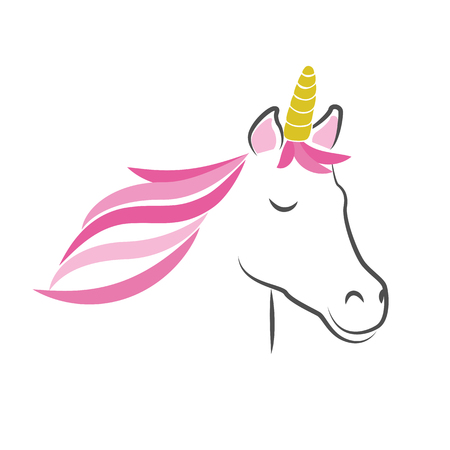 Beautiful unicorn head pink color vector illustration EPS10のイラスト素材