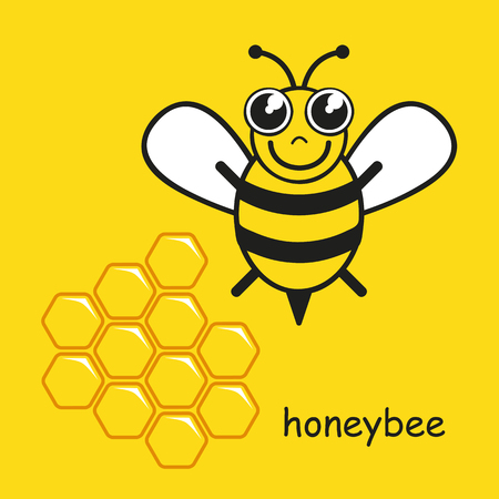 Stylized happy little honeybee vector illustration EPS10のイラスト素材