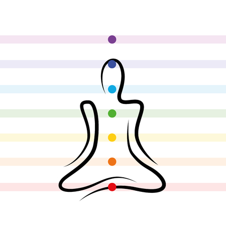 meditation chakra points drawing person vector illustration EPS10のイラスト素材