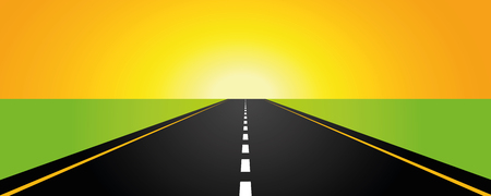 asphalt road yellow sunrise vector illustration EPS10のイラスト素材