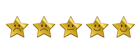 gold stars feedback smiley set vector illustration EPS10