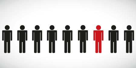 one red special person in a group pictogram vector illustrationのイラスト素材
