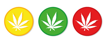 cannabis leaf set yellow green red vector illustration EPS10のイラスト素材