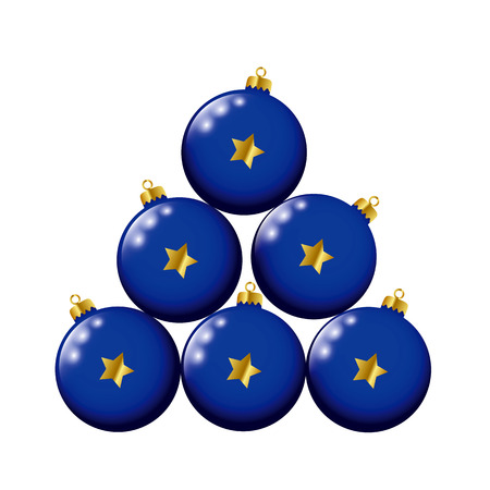 blue christmas balls with golden stars vector illustration EPS10のイラスト素材