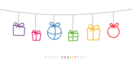 colorful christmas decorations hanging vector illustration EPS10のイラスト素材