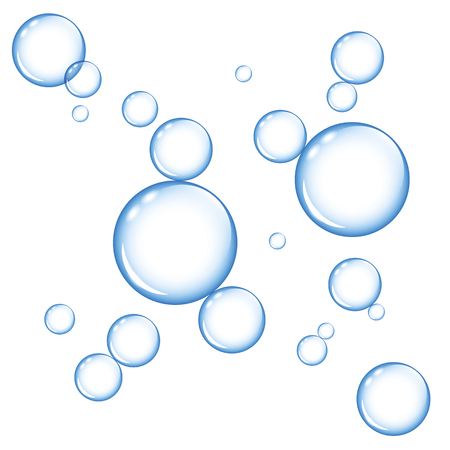 bright blue soap bubbles on white background vector illustration EPS10のイラスト素材