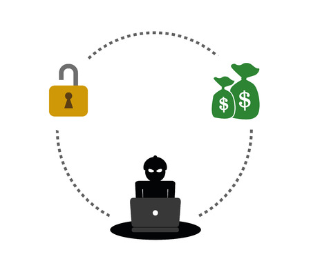 Hacker in the mask makes money isolated vector illustration EPS10のイラスト素材