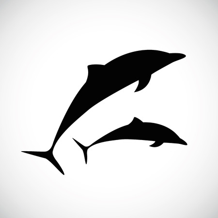 two dolphins jumps silhouette vector illustration EPS10のイラスト素材