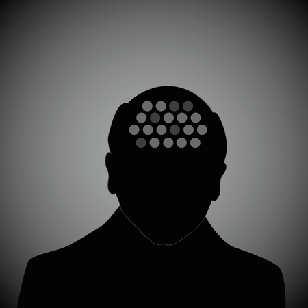 old man silhouette human head alzheimer disease dementia vector illustration EPS10のイラスト素材