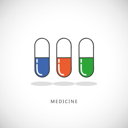 Set of pills and capsules tablets medical iconのイラスト素材