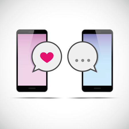 online dating communication pink and blue smartphone vector illustration EPS10のイラスト素材