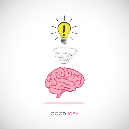 Bulb idea and human brain icon vector illustrationのイラスト素材