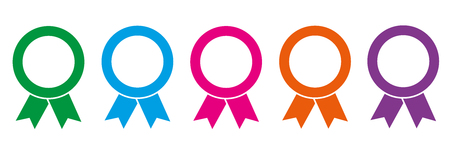 set of colorful award medals on white backgroundのイラスト素材