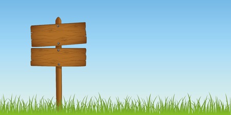 wooden sign in grass with copy space for your message vector illustration EPS10のイラスト素材